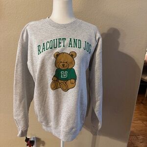 Preowned Racquet and Jog Heather Gray Teddy Bear Sweatshirt Size M